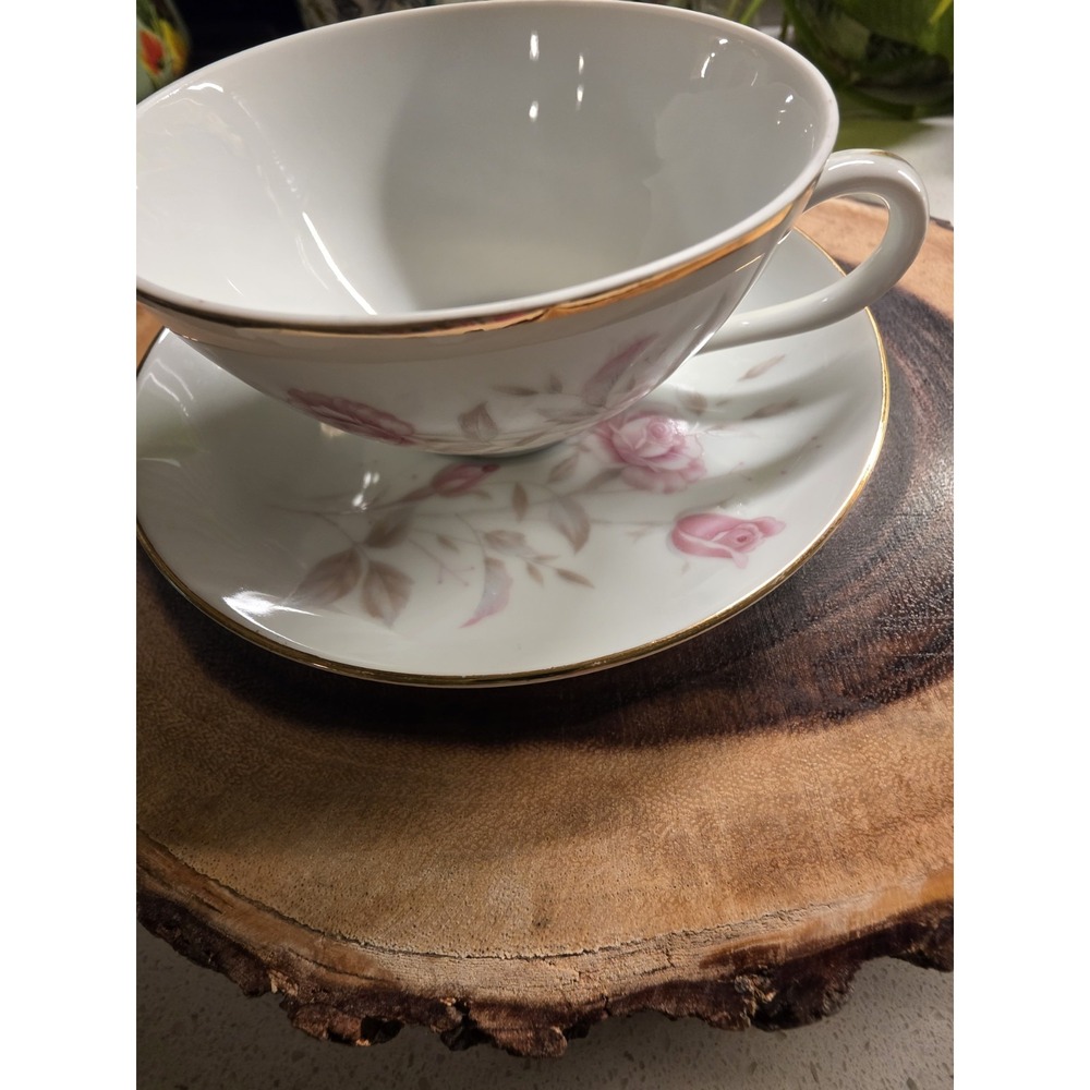 FINE CHINA OF JAPAN 8542 LAURA 2"h Flat Coffee Tea Cup And Saucer - Picture 11 of 13